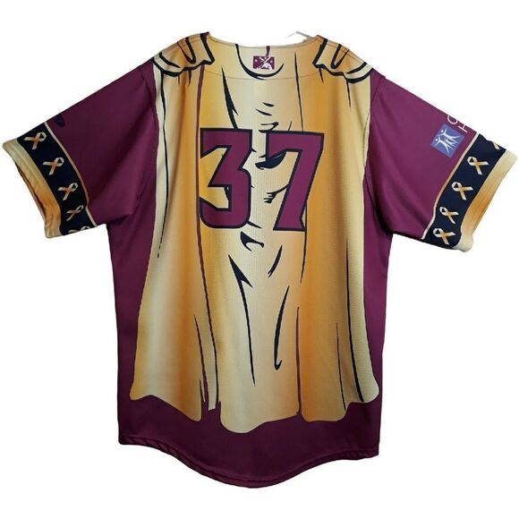 New Lancaster JetHawks Childhood Cancer City of Hope OT Sports Baseball Jersey - Picture 2 of 13